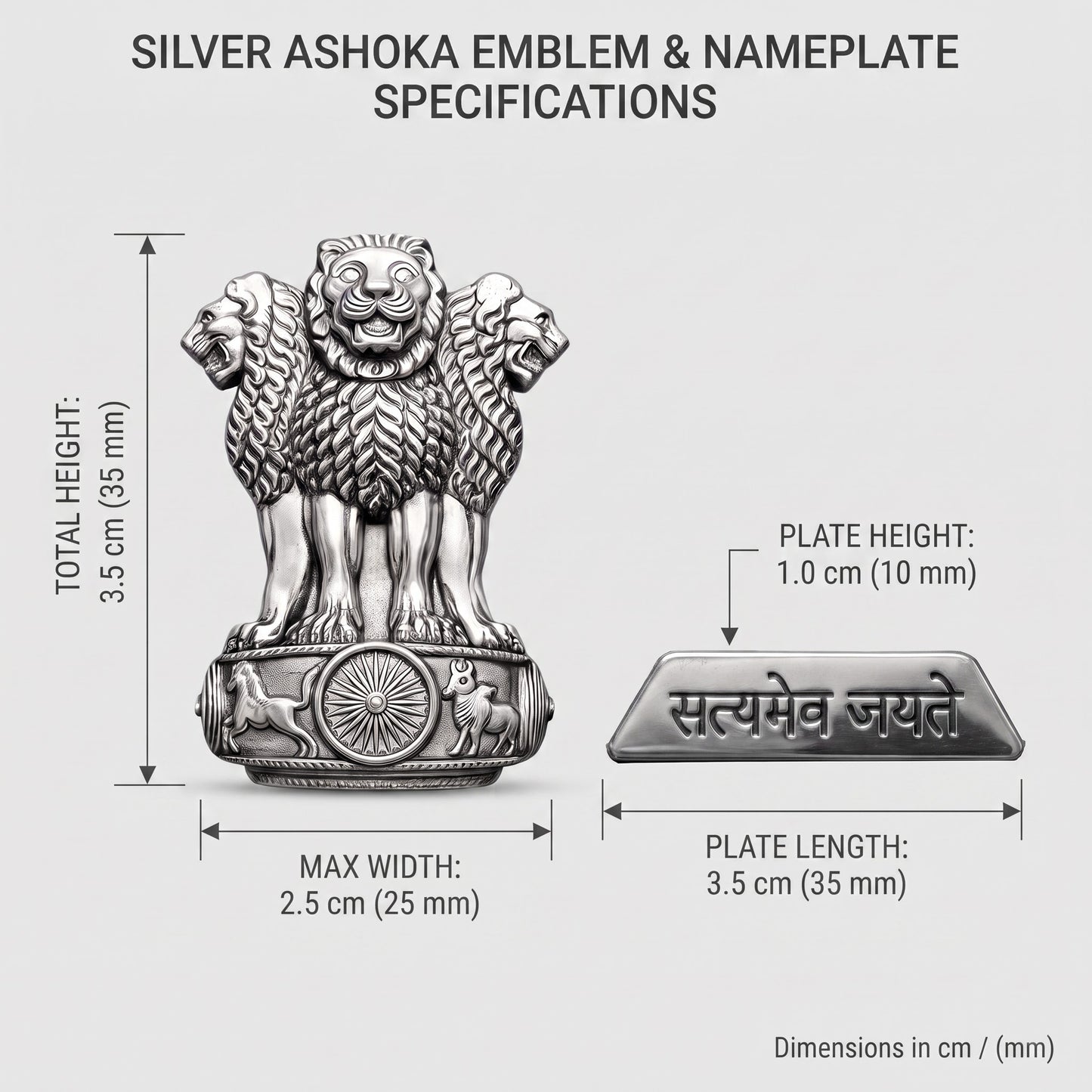 Samsung Galaxy A55 5G Compatible Satyamev Jayate 3D Metal Emblem 2-in-1 Sticker