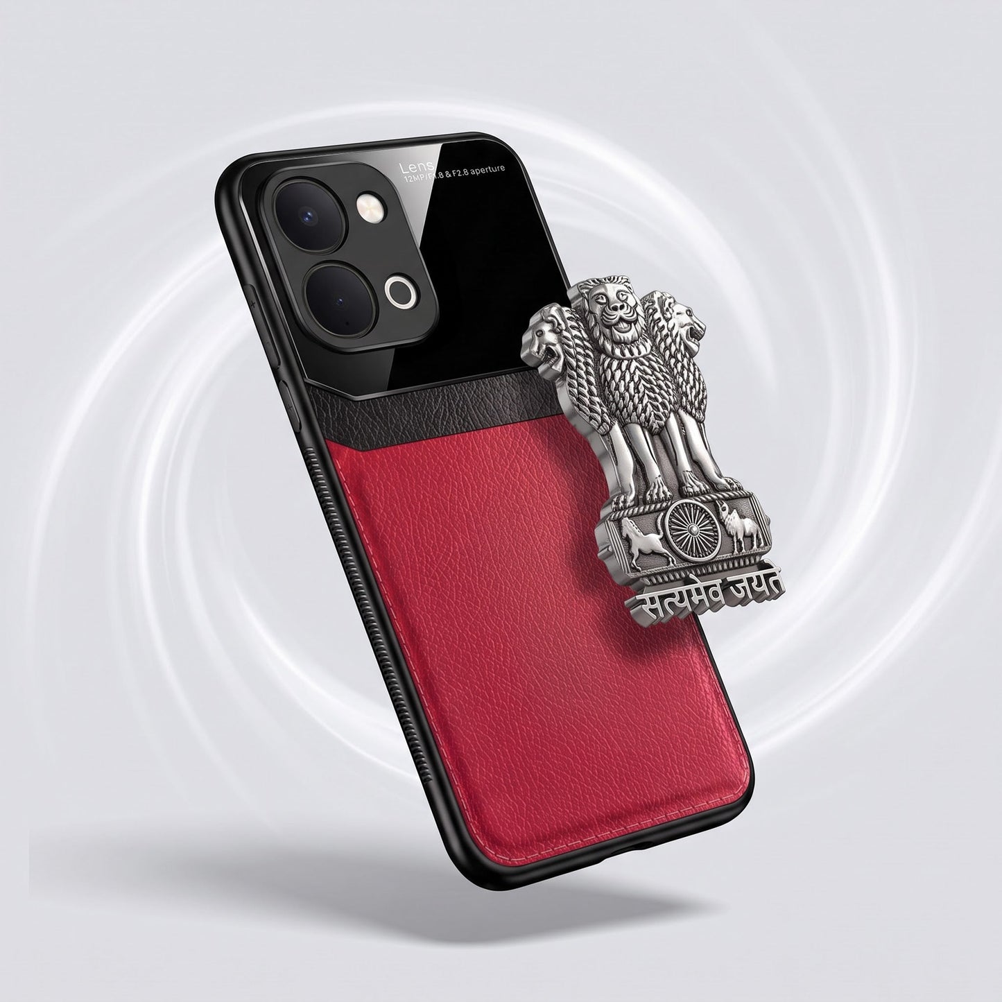 Vivo T5X 5G Satyamev Jayate 3D Metal Leather Back Case