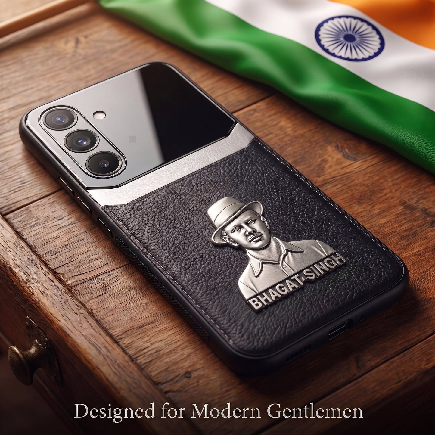Samsung Galaxy A56 5G Shaheed Bhagat Singh 3D Metal Leather Back Case