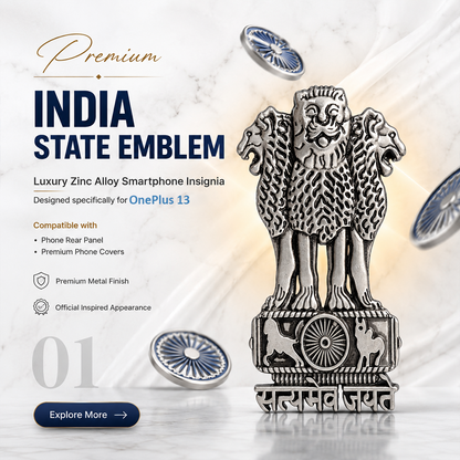 Oppo A6x 5G Compatible Satyamev Jayate 3D Metal Emblem Sticker