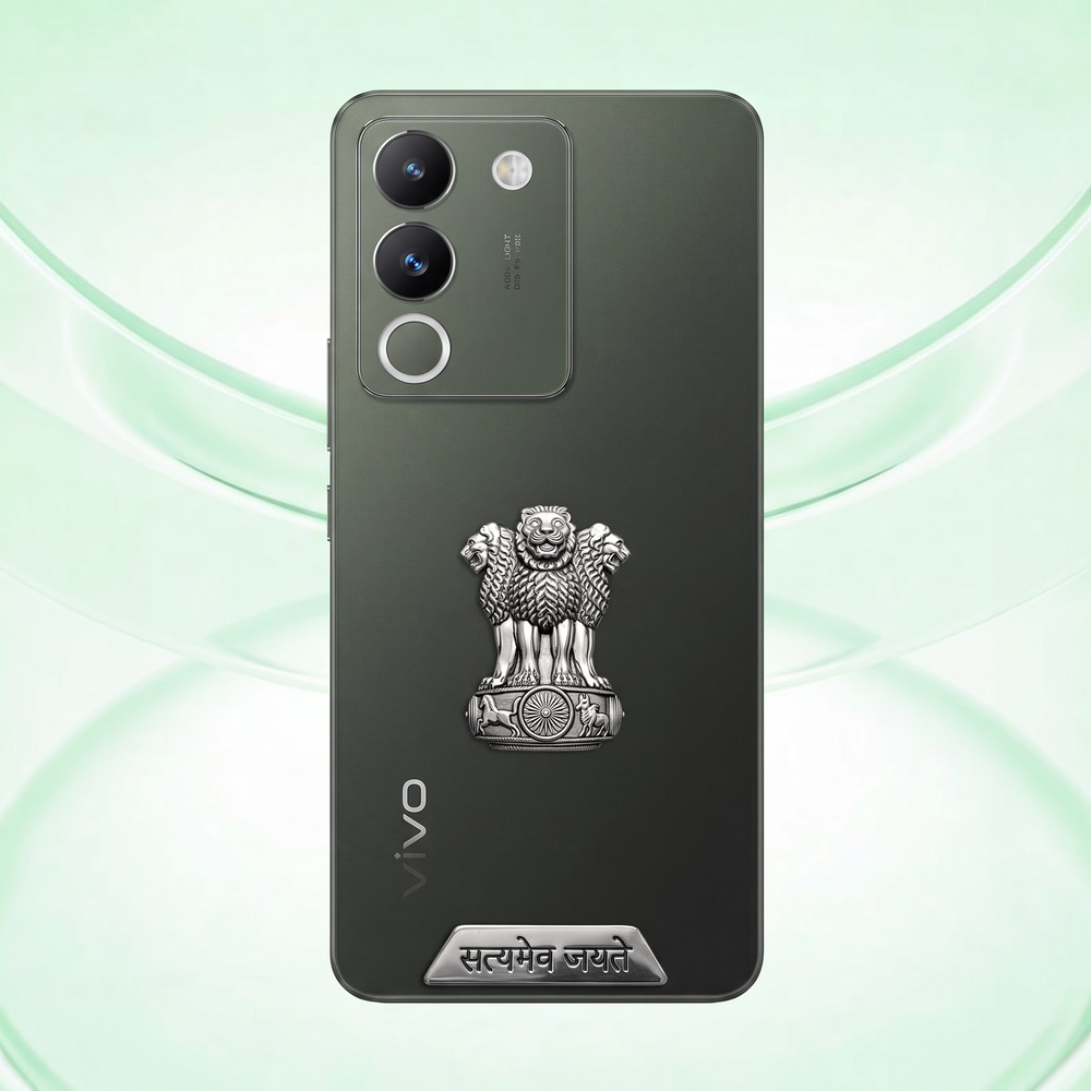 Vivo Y200 5G Compatible Satyamev Jayate 3D Metal Emblem 2-in-1 Sticker