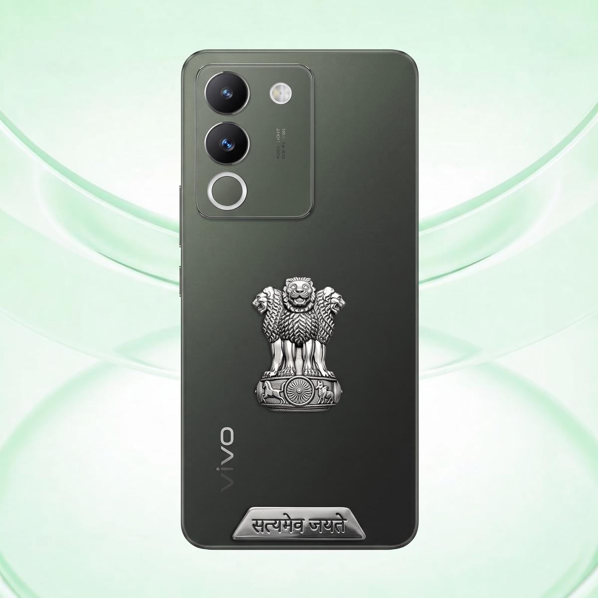 Vivo Y200 5G Compatible Satyamev Jayate 3D Metal Emblem 2-in-1 Sticker