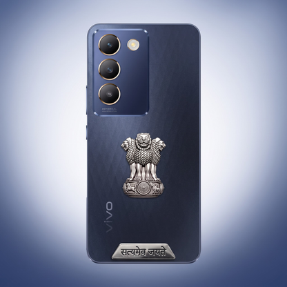 Vivo Y200e 5G Compatible Satyamev Jayate 3D Metal Emblem 2-in-1 Sticker