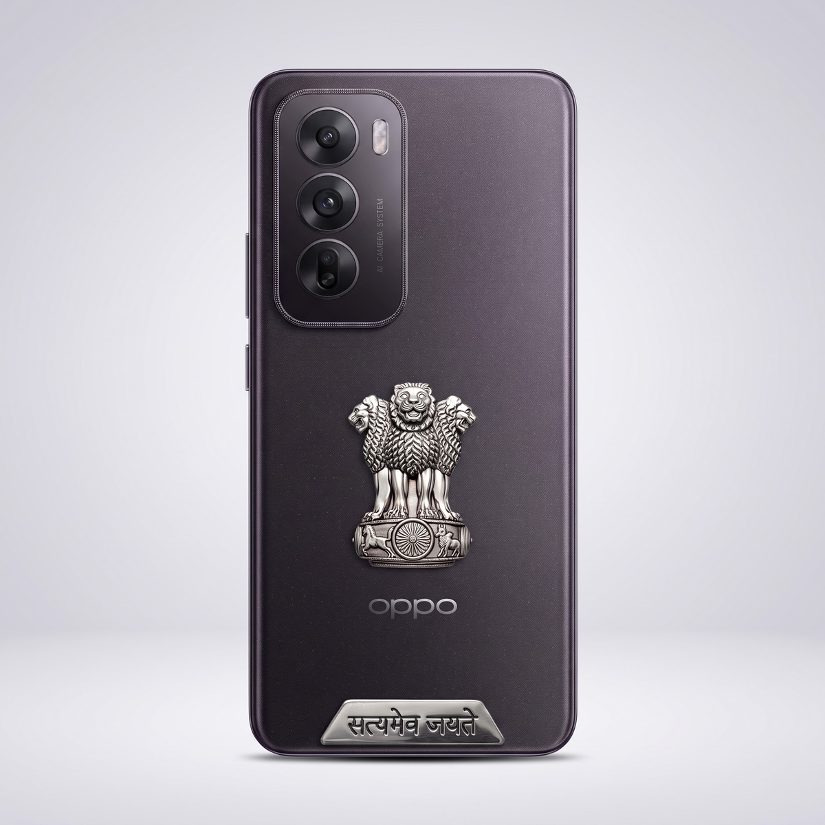 Oppo Reno 12 5G Compatible Satyamev Jayate 3D Metal Emblem 2-in-1 Sticker