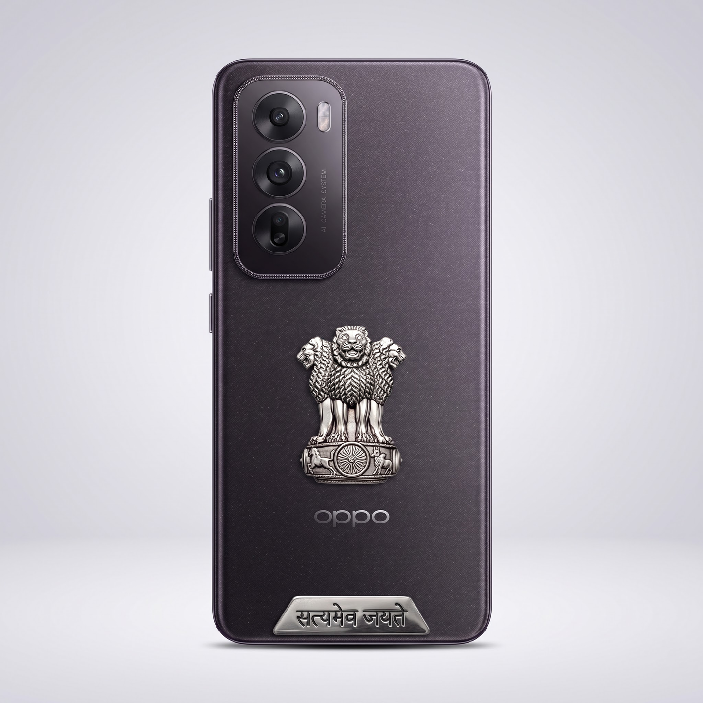 Oppo Reno 12 5G Compatible Satyamev Jayate 3D Metal Emblem 2-in-1 Sticker