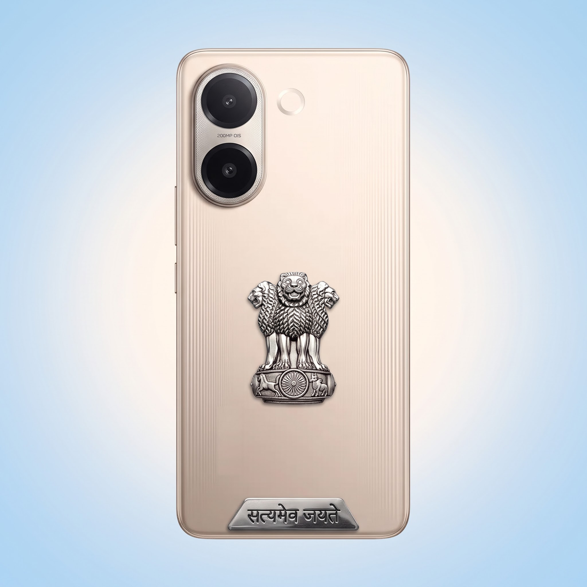Vivo V60e 5G Compatible Satyamev Jayate 3D Metal Emblem 2-in-1 Sticker
