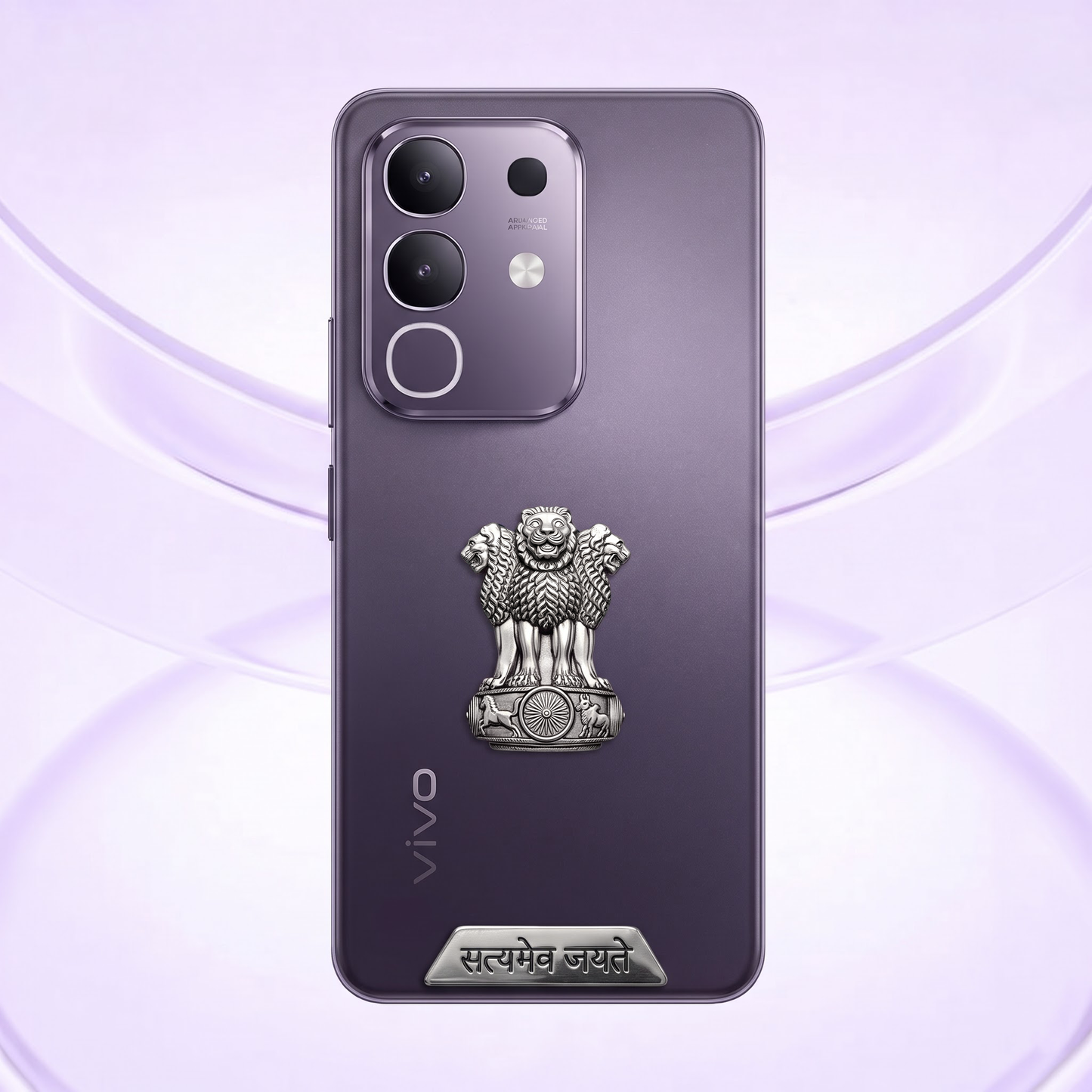 Vivo T4x 5G Compatible Satyamev Jayate 3D Metal Emblem 2-in-1 Sticker