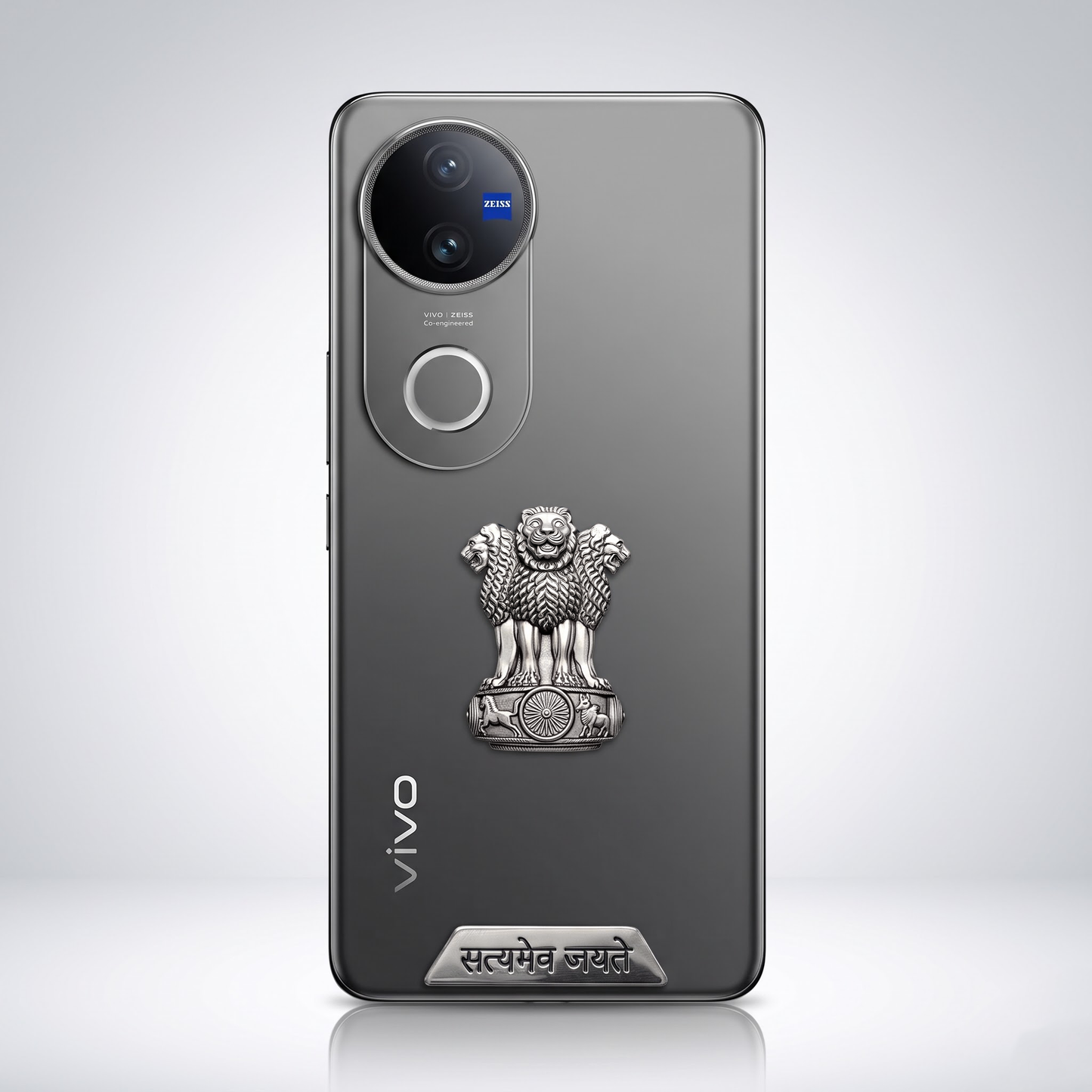 Vivo V50 5G Compatible Satyamev Jayate 3D Metal Emblem 2-in-1 Sticker