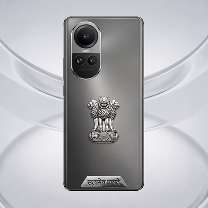 Oppo Reno 10 5G Compatible Satyamev Jayate 3D Metal Emblem 2-in-1 Sticker