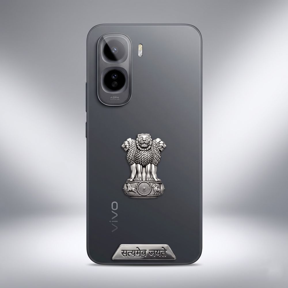Vivo T5 Pro 5G Compatible Satyamev Jayate 3D Metal Emblem 2-in-1 Sticker