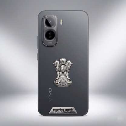 Vivo T5 Pro 5G Compatible Satyamev Jayate 3D Metal Emblem 2-in-1 Sticker