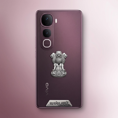 Vivo Y400 Pro 5G Compatible Satyamev Jayate 3D Metal Emblem 2-in-1 Sticker