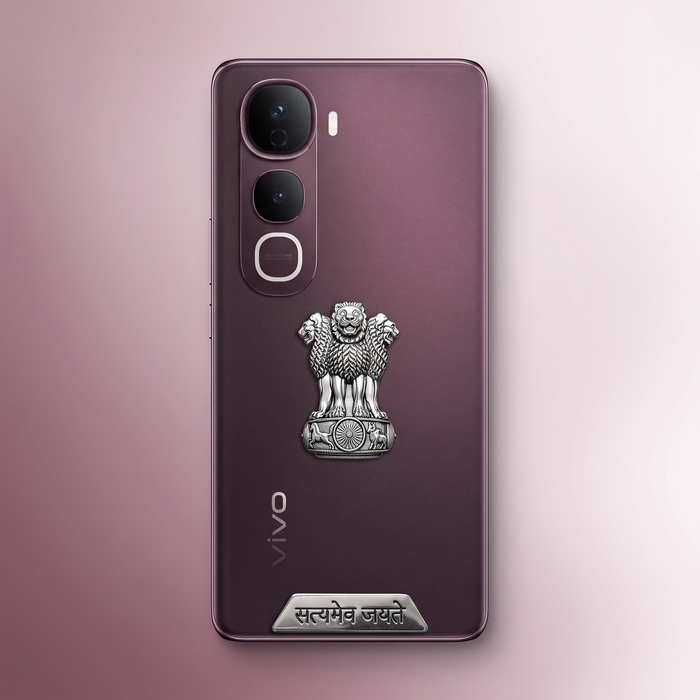 Vivo Y400 Pro 5G Compatible Satyamev Jayate 3D Metal Emblem 2-in-1 Sticker
