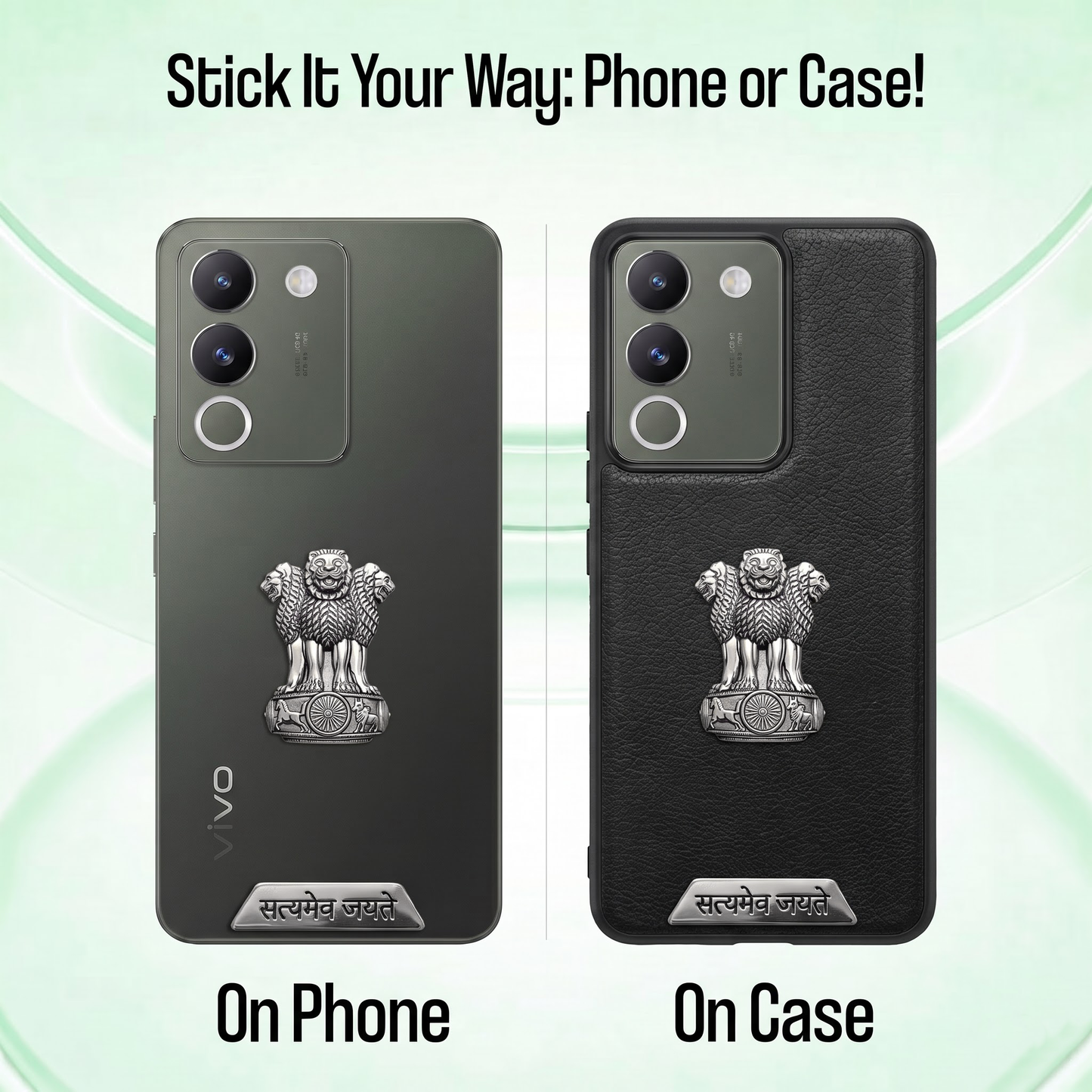 Vivo Y200 5G Compatible Satyamev Jayate 3D Metal Emblem 2-in-1 Sticker