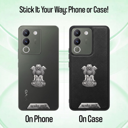 Vivo Y200 5G Compatible Satyamev Jayate 3D Metal Emblem 2-in-1 Sticker