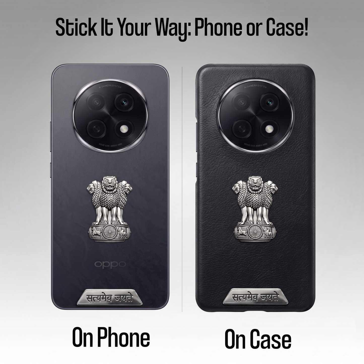 Oppo F29 Pro 5G Compatible Satyamev Jayate 3D Metal Emblem 2-in-1 Sticker
