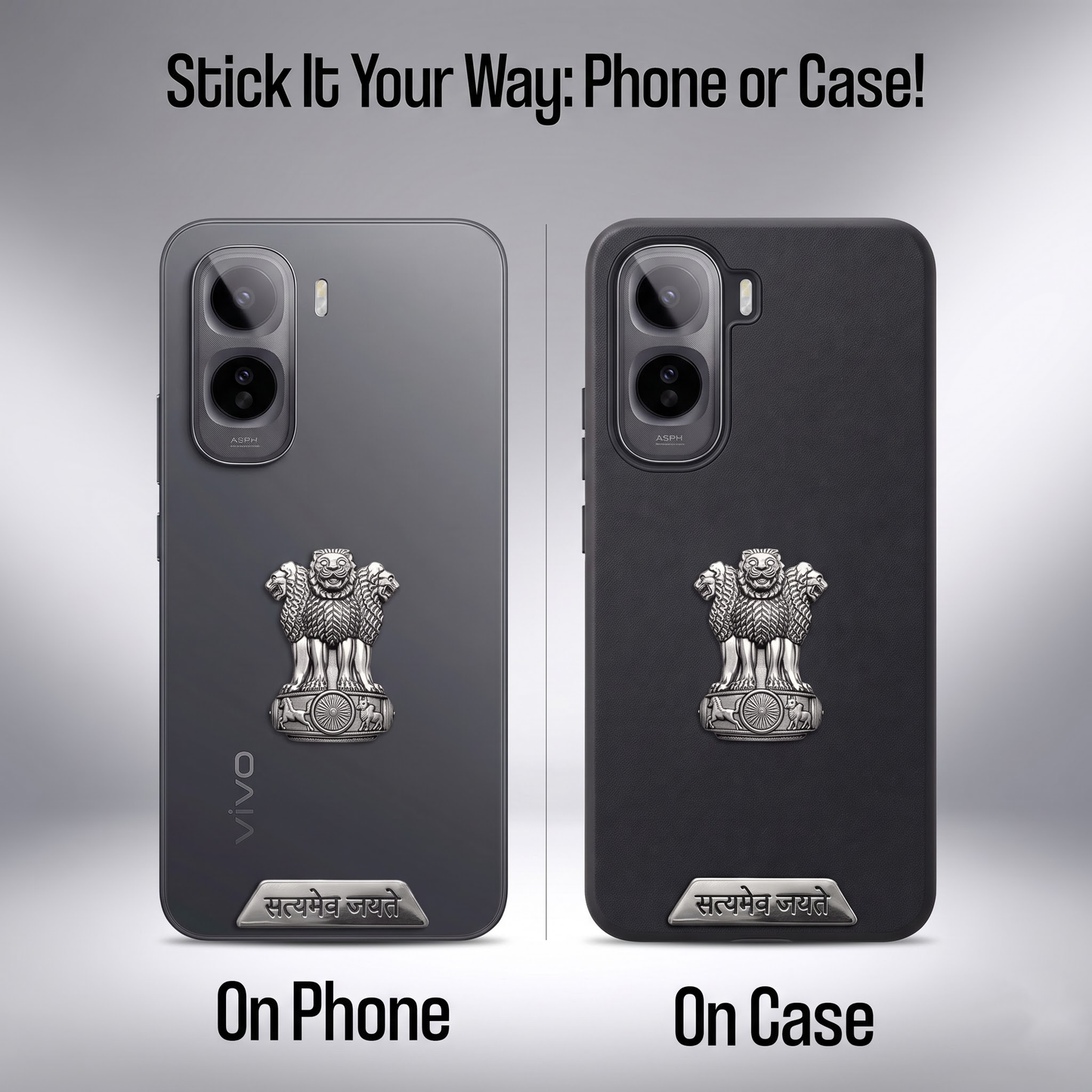 Vivo T5 Pro 5G Compatible Satyamev Jayate 3D Metal Emblem 2-in-1 Sticker