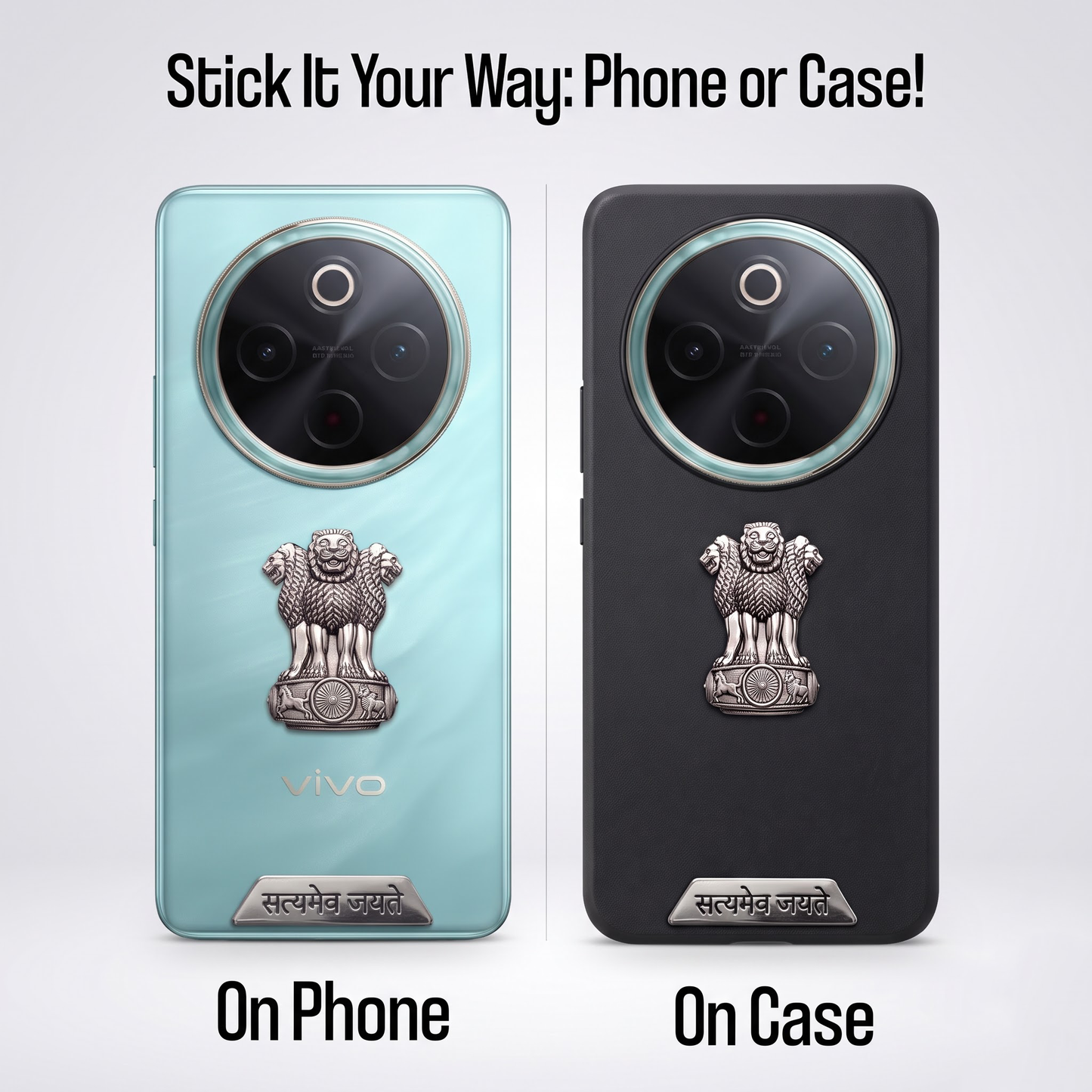 Vivo T4 5G Compatible Satyamev Jayate 3D Metal Emblem 2-in-1 Sticker