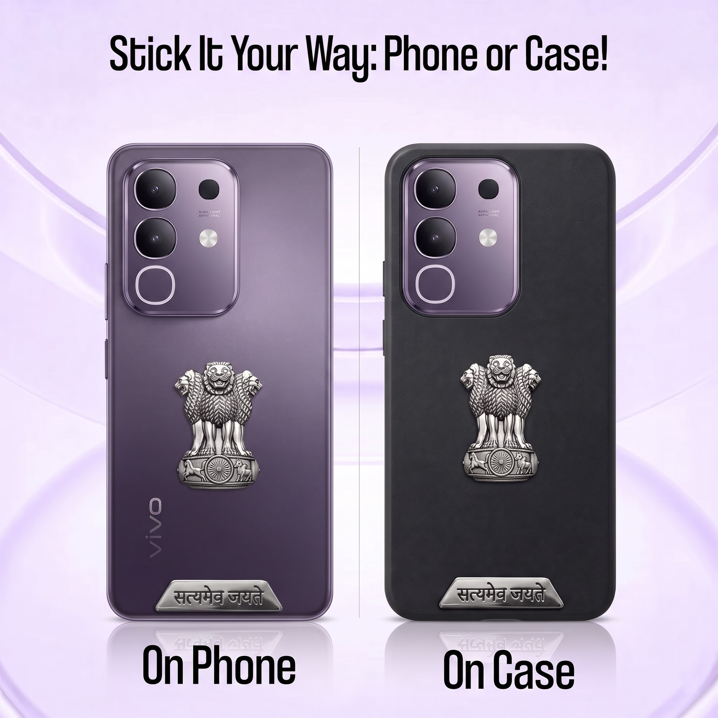 Vivo T4x 5G Compatible Satyamev Jayate 3D Metal Emblem 2-in-1 Sticker