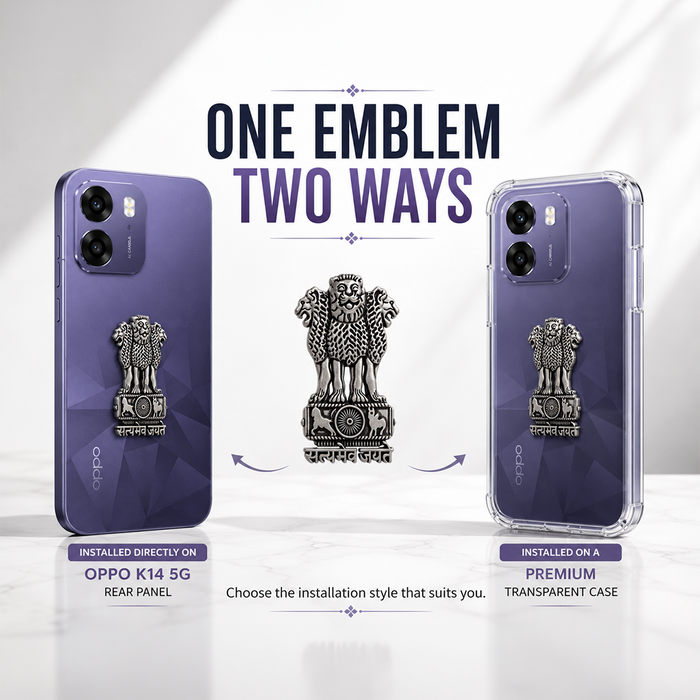 Oppo K14 5G Compatible Satyamev Jayate 3D Metal Emblem Sticker