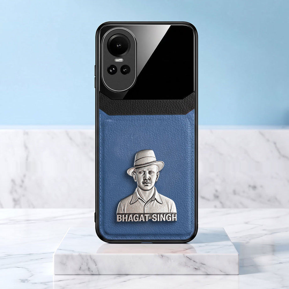 Oppo Reno 10 5G Shaheed Bhagat Singh 3D Metal Leather Back Case