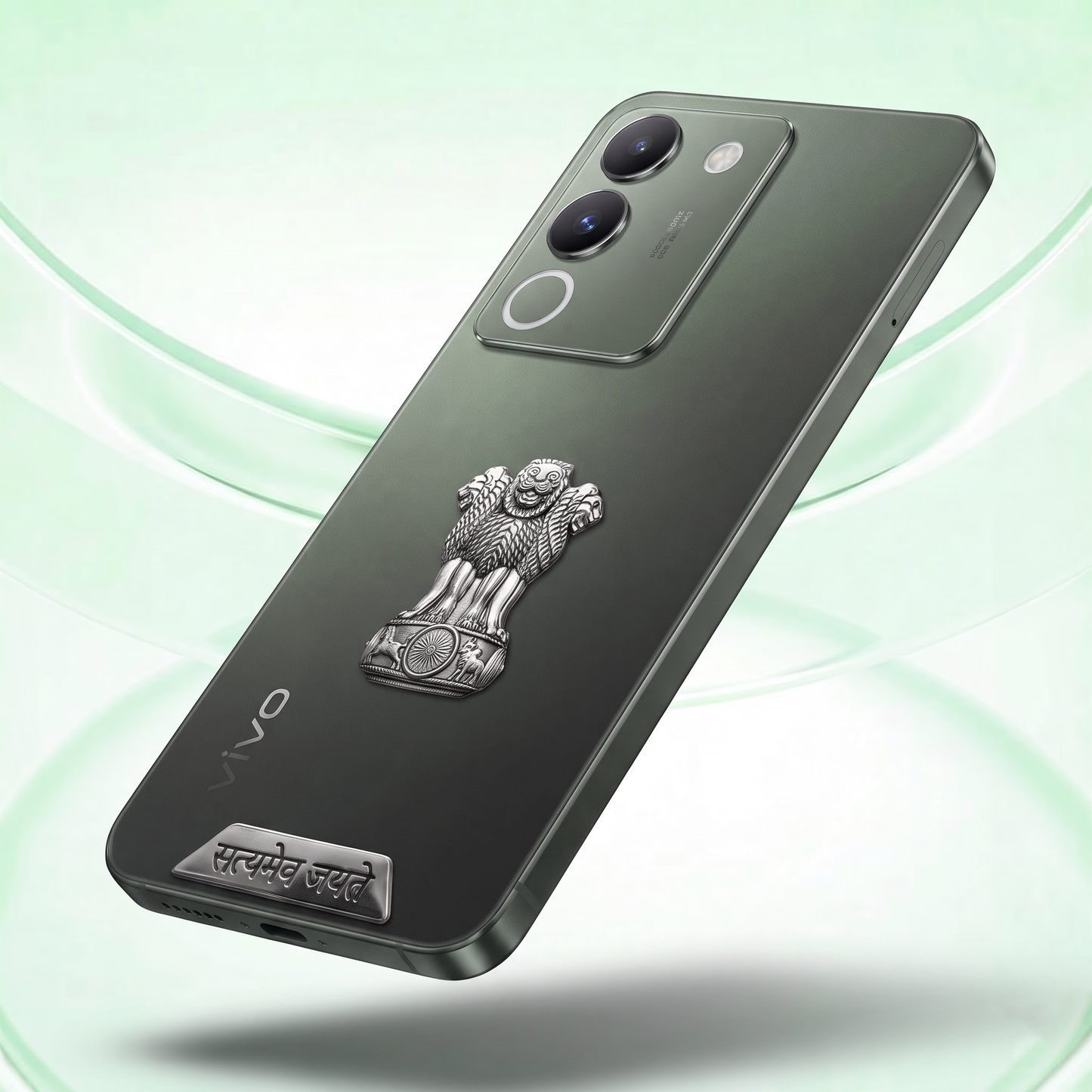 Vivo Y200 5G Compatible Satyamev Jayate 3D Metal Emblem 2-in-1 Sticker