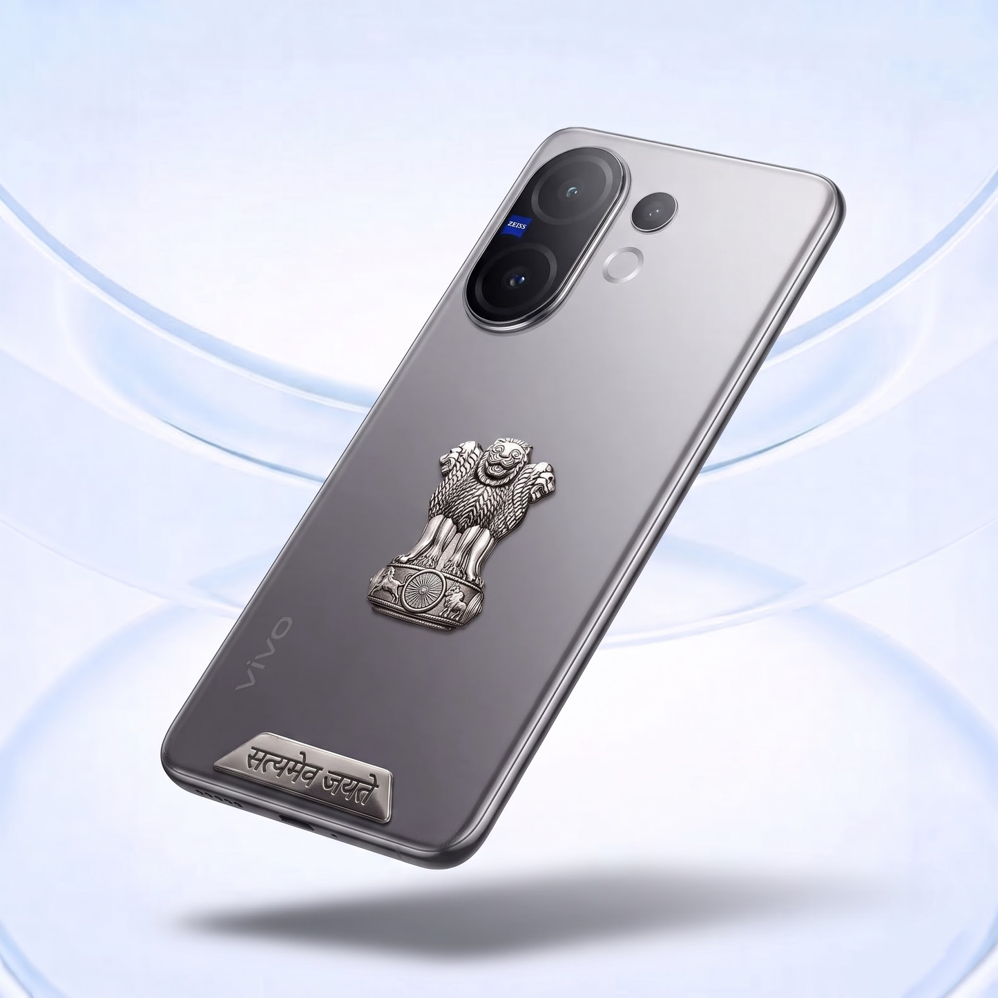 Vivo V60 5G Compatible Satyamev Jayate 3D Metal Emblem 2-in-1 Sticker