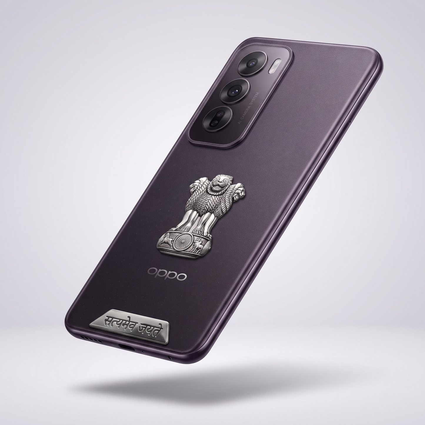 Oppo Reno 12 5G Compatible Satyamev Jayate 3D Metal Emblem 2-in-1 Sticker