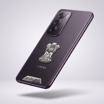 Oppo Reno 12 5G Compatible Satyamev Jayate 3D Metal Emblem 2-in-1 Sticker
