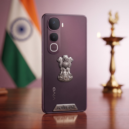 Vivo Y400 Pro 5G Compatible Satyamev Jayate 3D Metal Emblem 2-in-1 Sticker