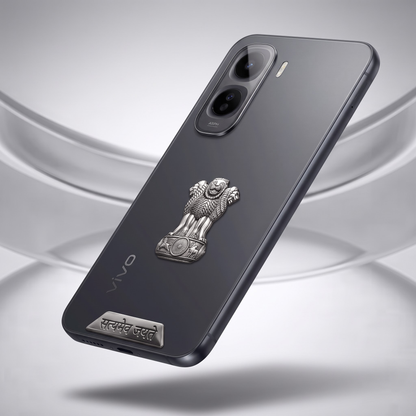 Vivo T5 Pro 5G Compatible Satyamev Jayate 3D Metal Emblem 2-in-1 Sticker