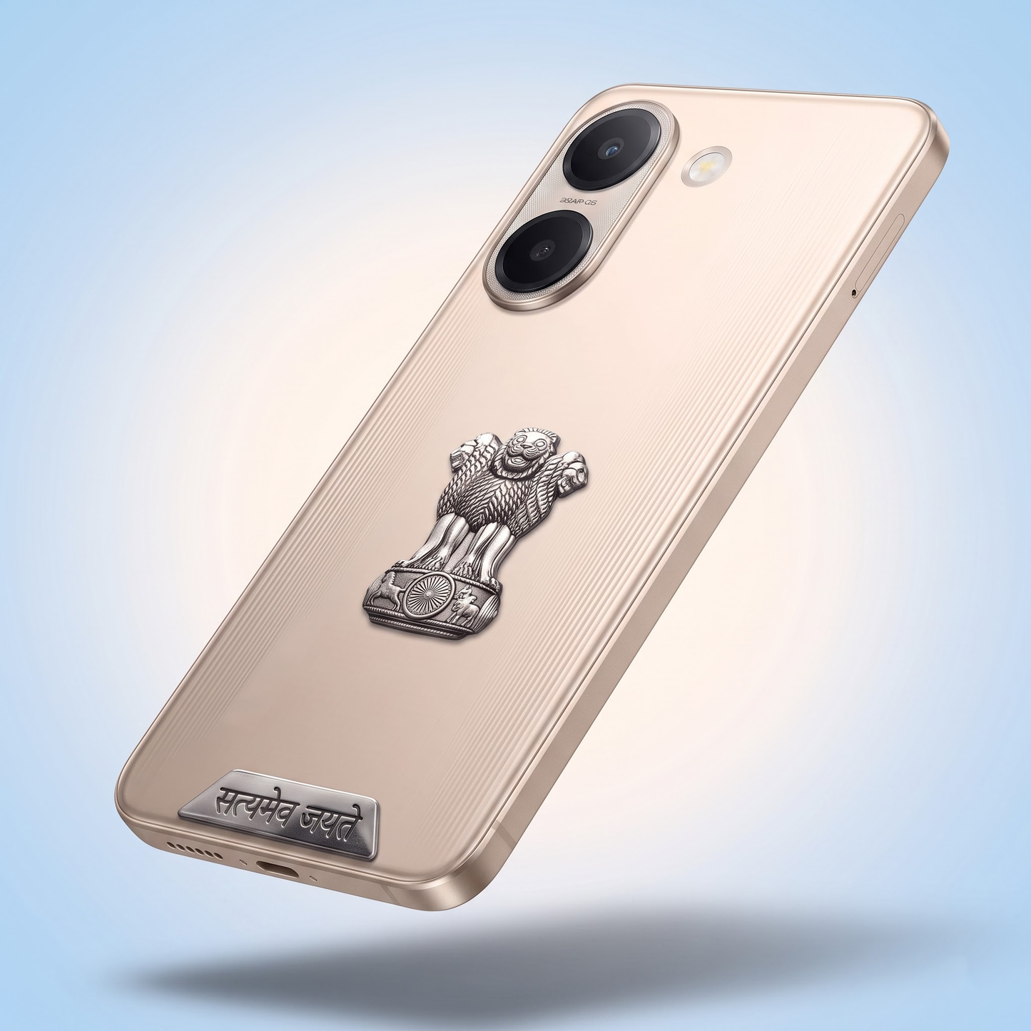 Vivo V60e 5G Compatible Satyamev Jayate 3D Metal Emblem 2-in-1 Sticker