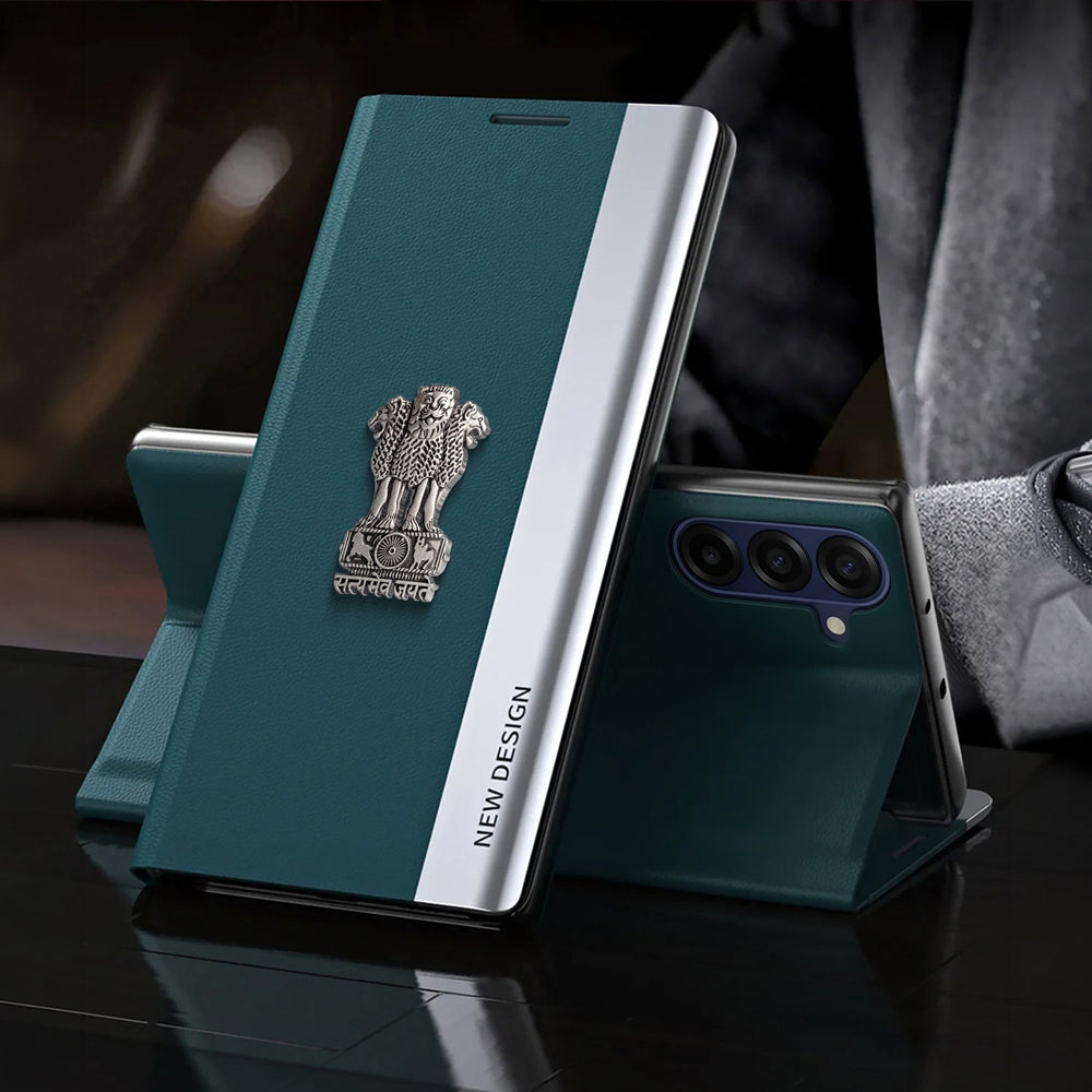 Samsung Galaxy A57 5G Satyamev Jayate Flip Leather Case