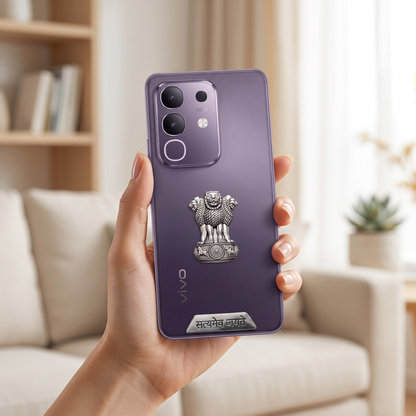 Vivo T4x 5G Compatible Satyamev Jayate 3D Metal Emblem 2-in-1 Sticker