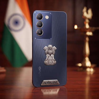 Vivo Y200e 5G Compatible Satyamev Jayate 3D Metal Emblem 2-in-1 Sticker