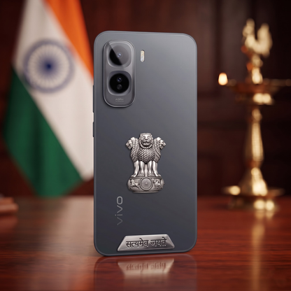 Vivo T5 Pro 5G Compatible Satyamev Jayate 3D Metal Emblem 2-in-1 Sticker