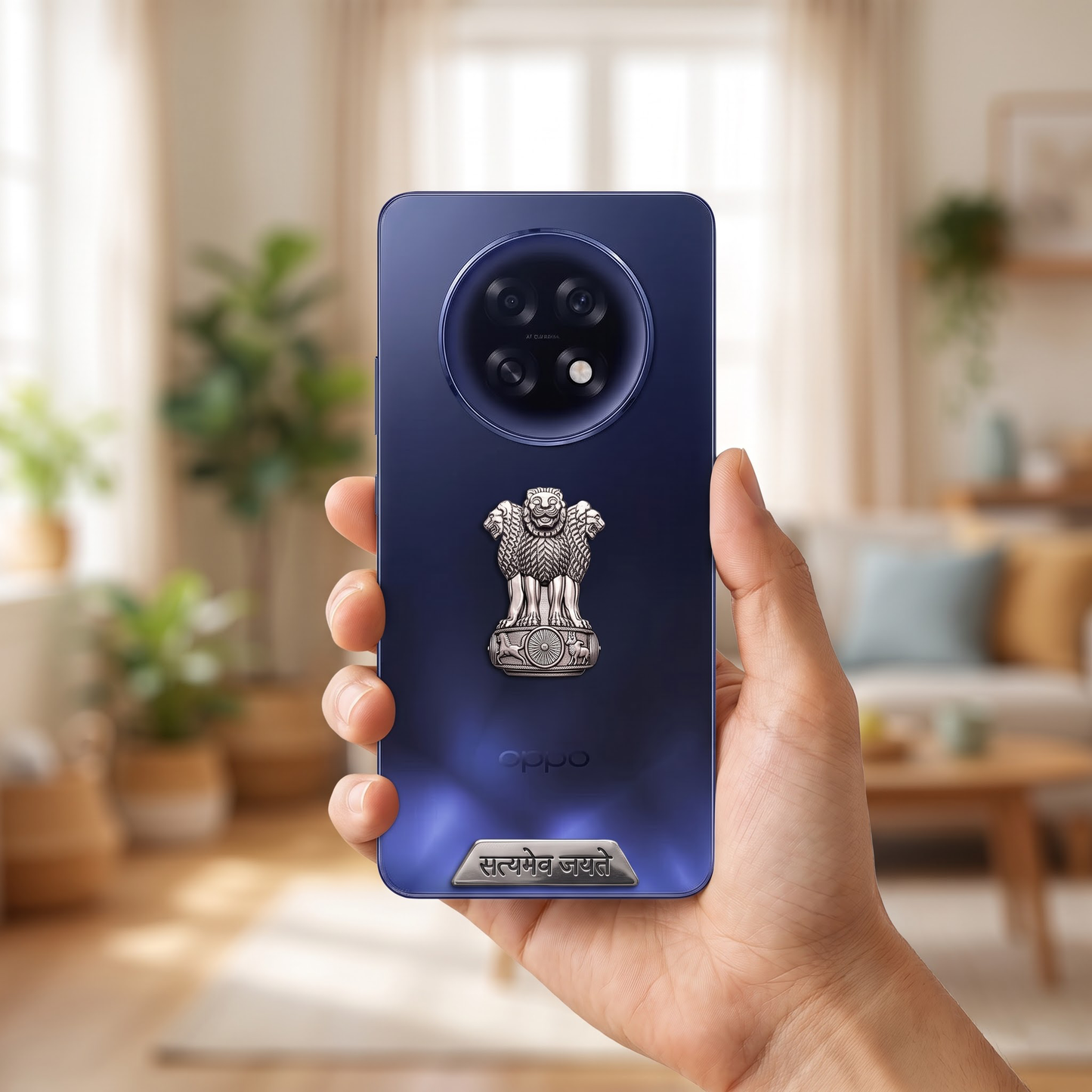 Oppo F31 Pro+ 5G Compatible Satyamev Jayate 3D Metal Emblem 2-in-1 Sticker