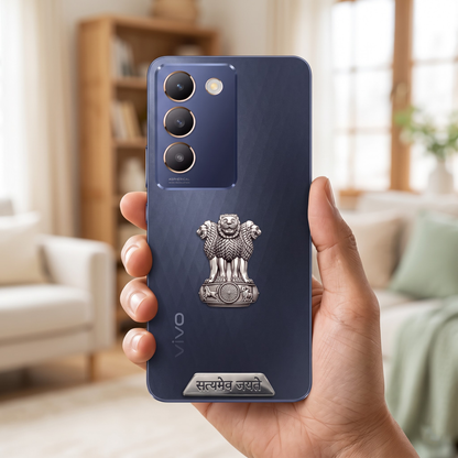 Vivo Y200e 5G Compatible Satyamev Jayate 3D Metal Emblem 2-in-1 Sticker