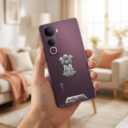 Vivo Y400 Pro 5G Compatible Satyamev Jayate 3D Metal Emblem 2-in-1 Sticker
