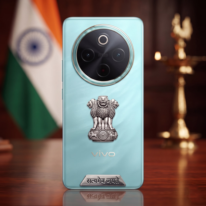 Vivo T4 5G Compatible Satyamev Jayate 3D Metal Emblem 2-in-1 Sticker