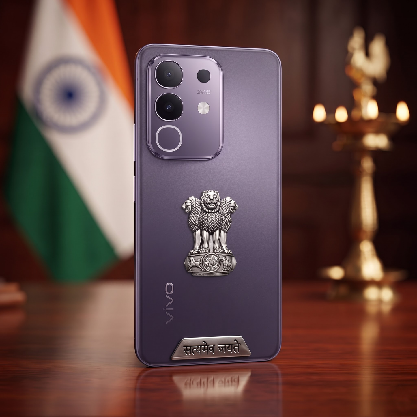 Vivo T4x 5G Compatible Satyamev Jayate 3D Metal Emblem 2-in-1 Sticker