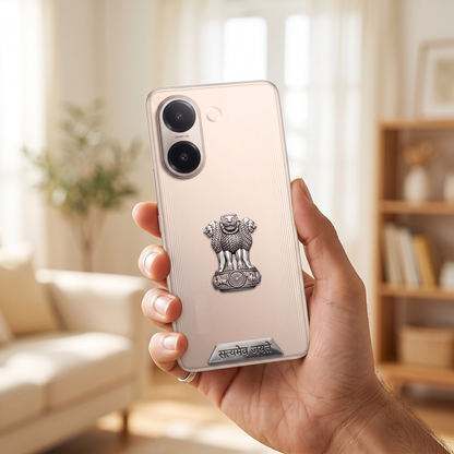 Vivo V60e 5G Compatible Satyamev Jayate 3D Metal Emblem 2-in-1 Sticker