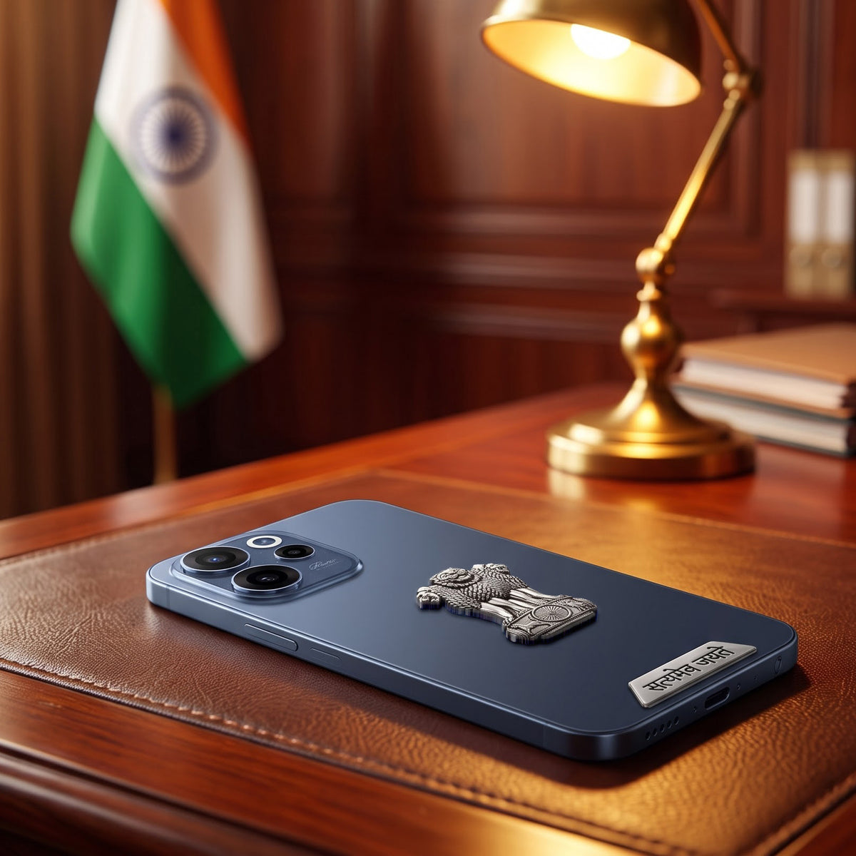Oppo Reno 15C 5G Compatible Satyamev Jayate 3D Metal Emblem 2-in-1 Sticker