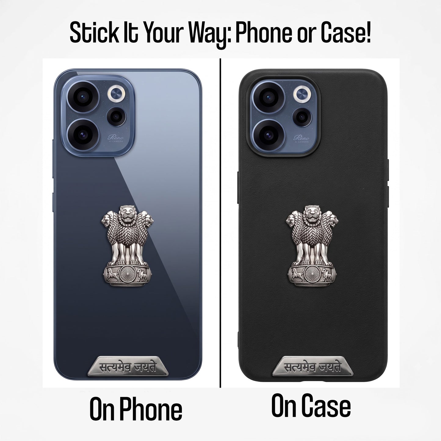 Oppo Reno 15C 5G Compatible Satyamev Jayate 3D Metal Emblem 2-in-1 Sticker