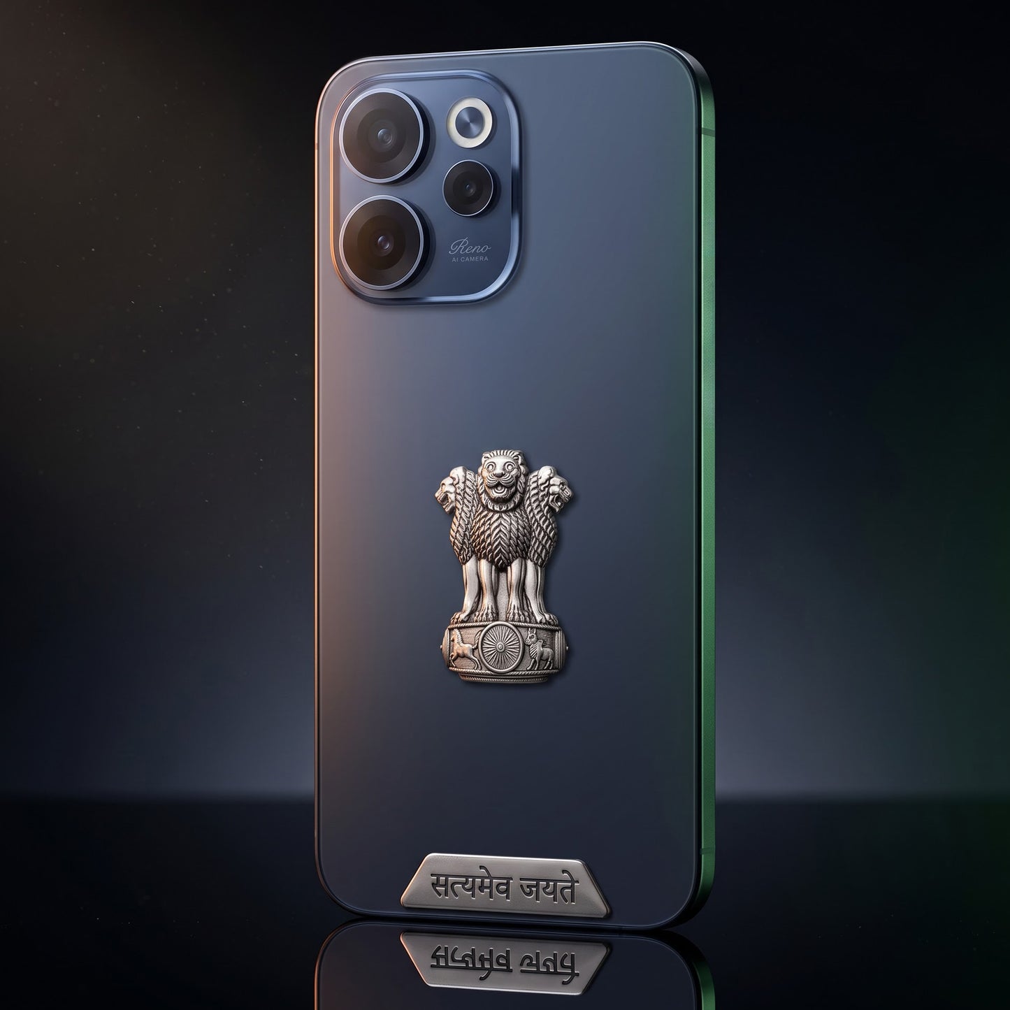 Oppo Reno 15C 5G Compatible Satyamev Jayate 3D Metal Emblem 2-in-1 Sticker