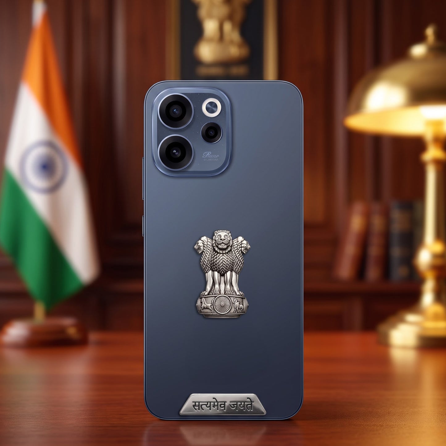 Oppo Reno 15C 5G Compatible Satyamev Jayate 3D Metal Emblem 2-in-1 Sticker