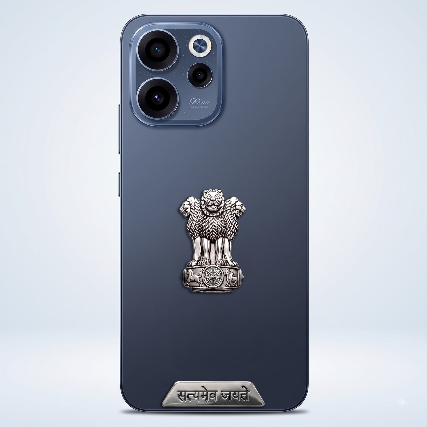 Oppo Reno 15C 5G Compatible Satyamev Jayate 3D Metal Emblem 2-in-1 Sticker