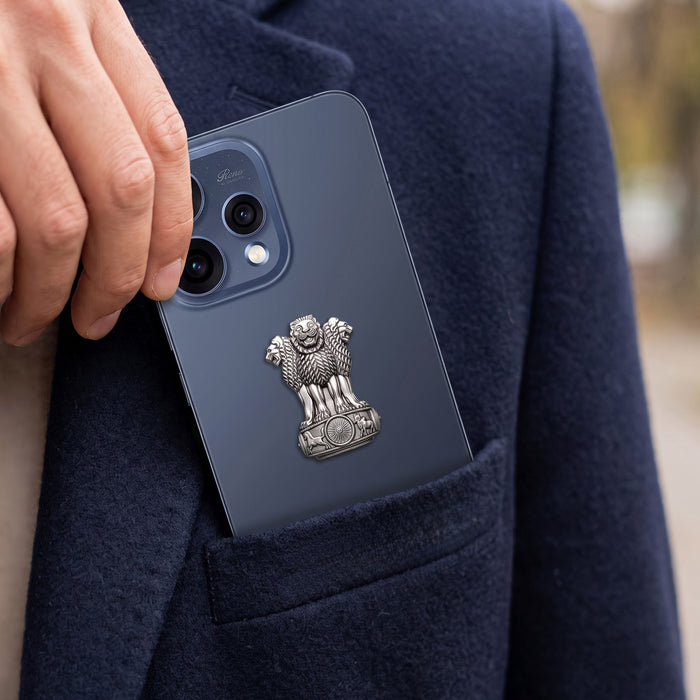Oppo Reno 15 5G Compatible Satyamev Jayate 3D Metal Emblem 2-in-1 Sticker