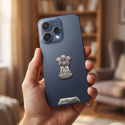 Oppo Reno 15 5G Compatible Satyamev Jayate 3D Metal Emblem 2-in-1 Sticker
