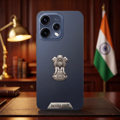 Oppo Reno 15 5G Compatible Satyamev Jayate 3D Metal Emblem 2-in-1 Sticker